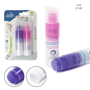 Pryma - Colla Stick Colorata 21G 2Pz Viola/Rosa Bl.