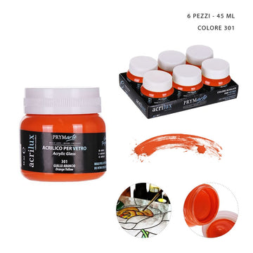Pryma - Colore acrilico vetro 45Ml N.301 giallo arancio