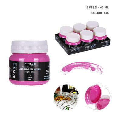 Pryma - Colore acrilico vetro 45Ml N.336 fucsia