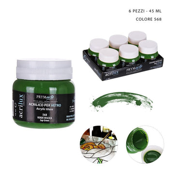 Pryma - Colore acrilico vetro 45Ml N.568 verde linfa
