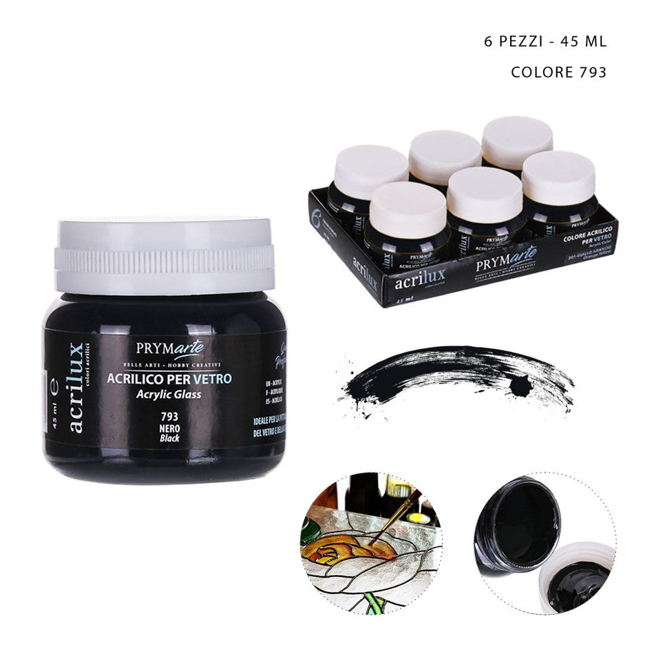 Pryma - Colore acrilico vetro 45Ml N.793  nero