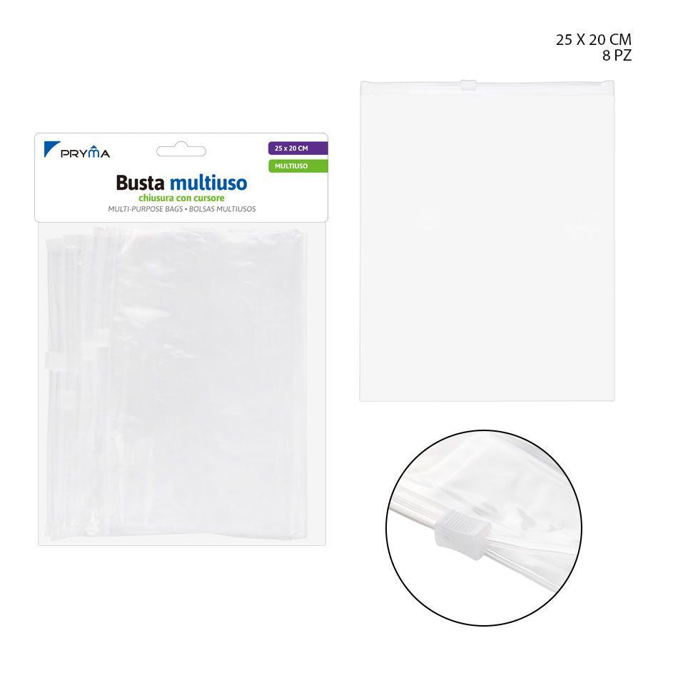 Pryma - Busta plastica/cursore 25x20Cm traspar.