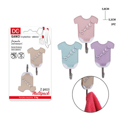 Dc - Gancio Adesivo Plastica 5.8X5.2Cm 2Pz