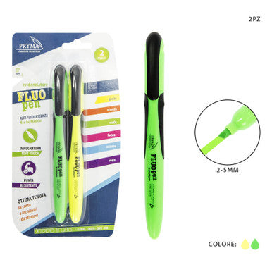Pryma - Evidenziatore compact fluo 2pz giallo/verde