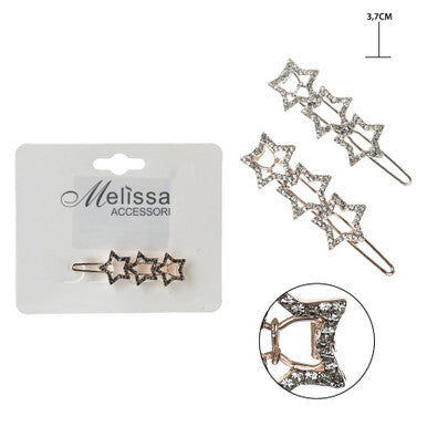 Melissa - Mollette Capelli Strass Stelle 3.7Cm