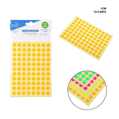 Pryma - Etichetta adesiva 1cm 88pz 10ff ass.