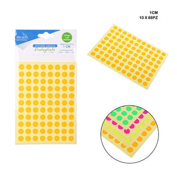 Pryma - Etichetta adesiva 1cm 88pz 10ff ass.