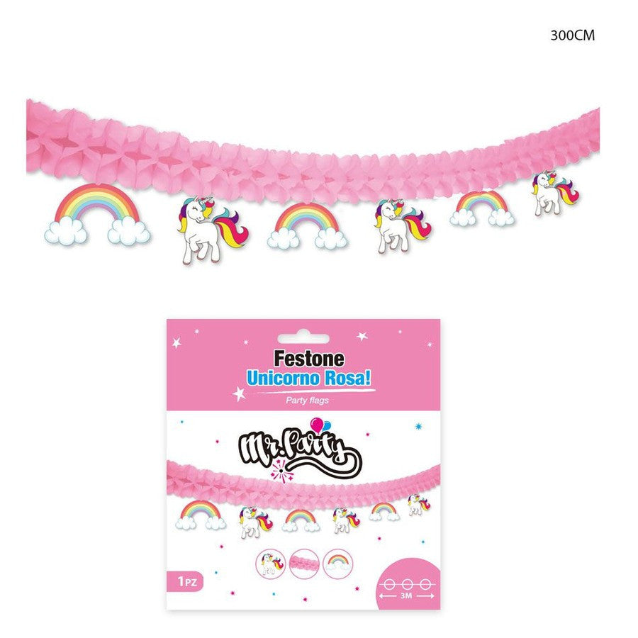 Dc - Festone Unicorno Rosa 3M