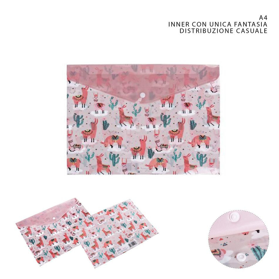 Pryma - Busta portadocumenti con bottone a4 rosa