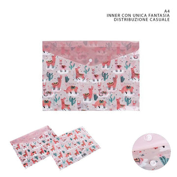 Pryma - Busta portadocumenti con bottone a4 rosa