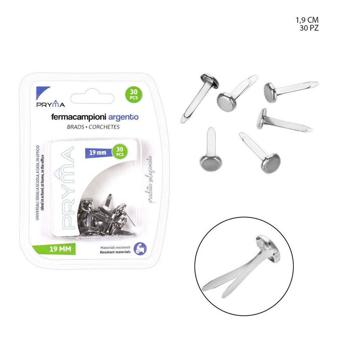 Pryma - Fermacampioni 19Mm 30Pz Argento Bl.