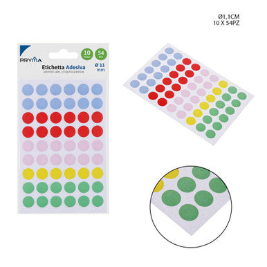 Pryma - Etichetta Adesiva Tonda 1.1Cm 54PZ 10ff
