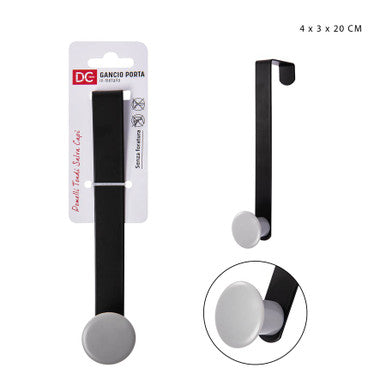 Dc - Gancio Dietroporta Metallo 1Posto 4X3X20Cm Nero