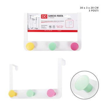 Dc - Gancio Porta Metallo 3Posti 30X3X20Cm Bianco