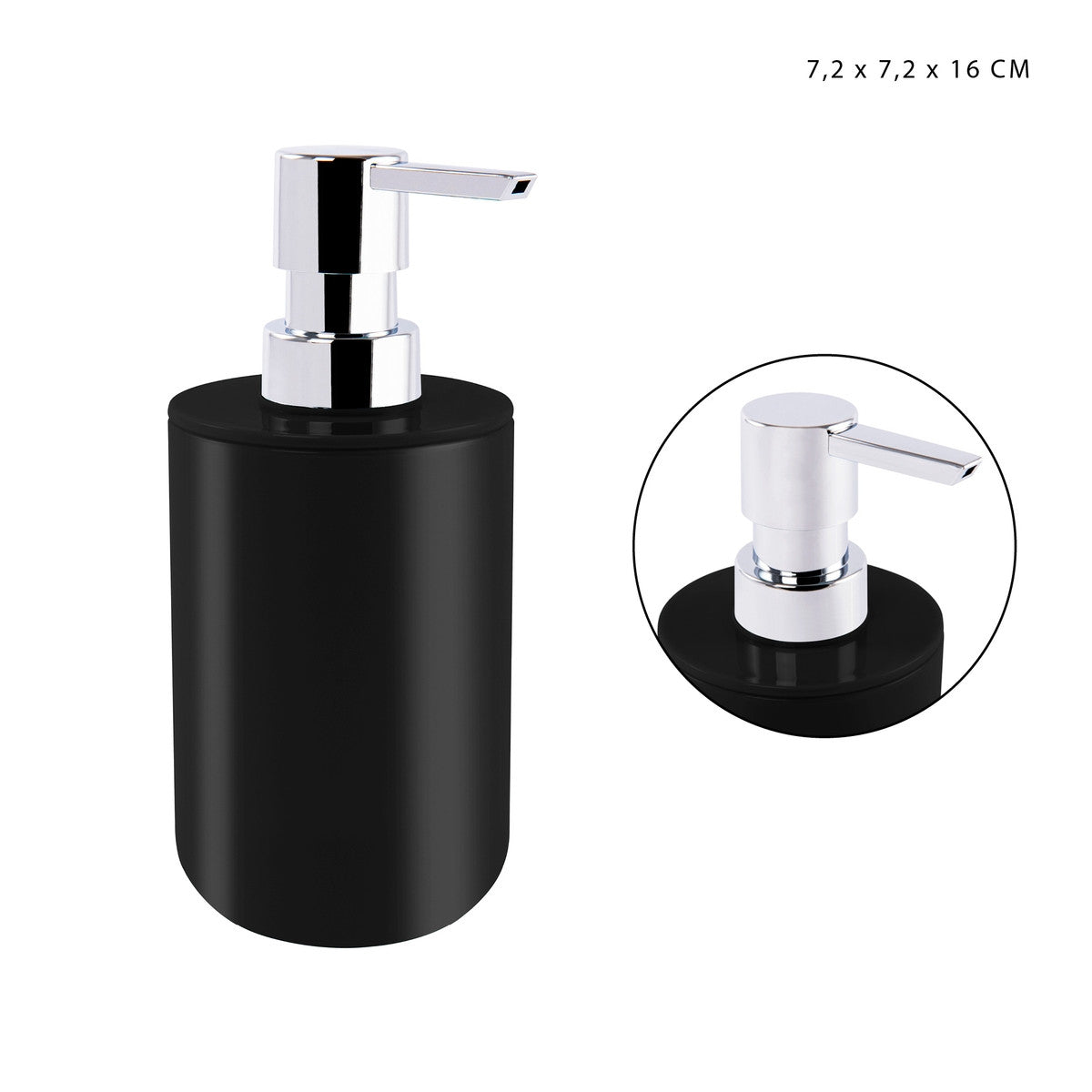 Dc - Porta sapone liquido plastica 7.2X7.2X16Cm Nero