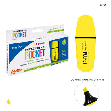 Pryma - Evidenziatore mini pocket fluo giallo