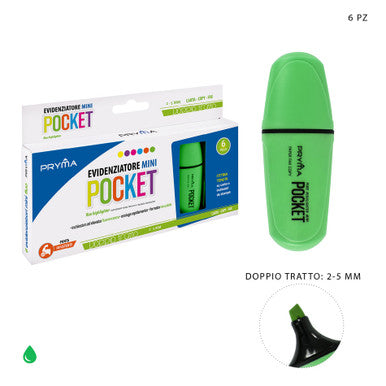 Pryma - Evidenziatore mini pocket fluo verde
