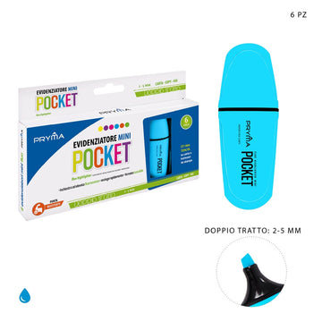 Pryma - Evidenziatore mini pocket fluo blu
