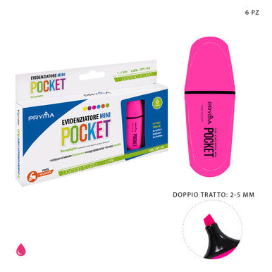 Pryma - Evidenziatore mini pocket fluo rosa