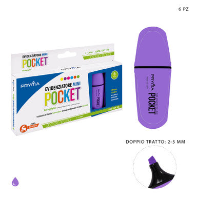 Pryma - Evidenziatore mini pocket fluo viola