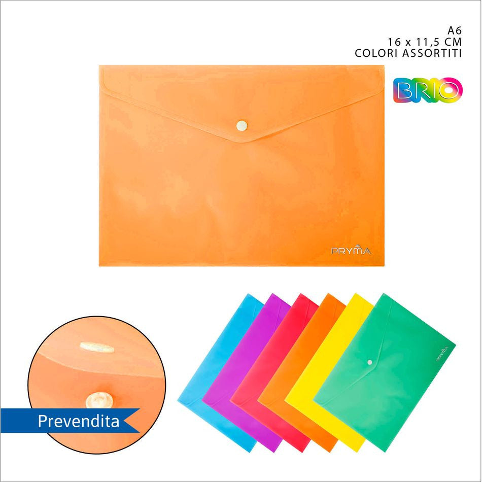 Pryma - Busta con bottone A6 16x11.5Cm fluo