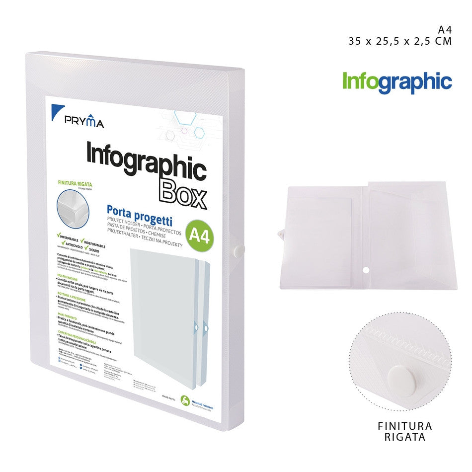 Pryma - Cartella p/documenti c/bott 35x25.2x2.5Cm trasp