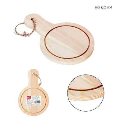 Dc - Tagliere Tondo Legno C/Man. 18x12x1Cm