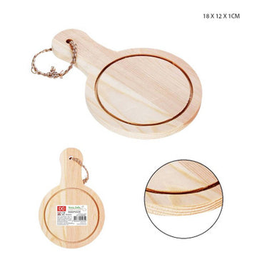 Dc - Tagliere Tondo Legno C/Man. 18x12x1Cm