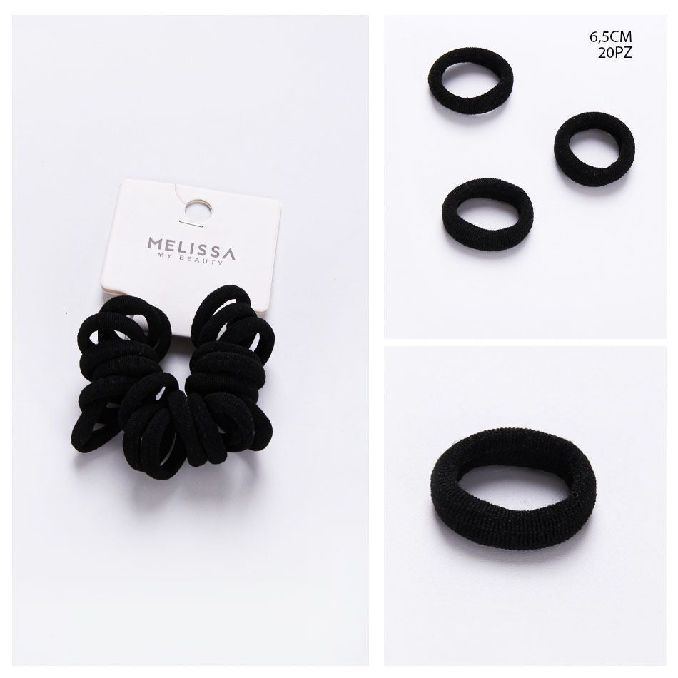 Melissa - Elastico Capelli 6.5Cm 20Pz Nero