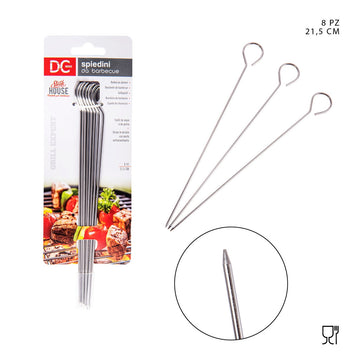 Dc Casa - Spiedini in acciaio 21.5Cm 8Pz