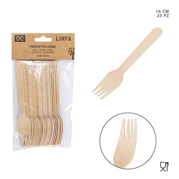 Dc - Forchetta Legno Monouso 16Cm 25Pz