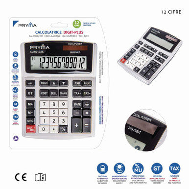 Pryma - Calcolatrice 12 cifre Solar/batt