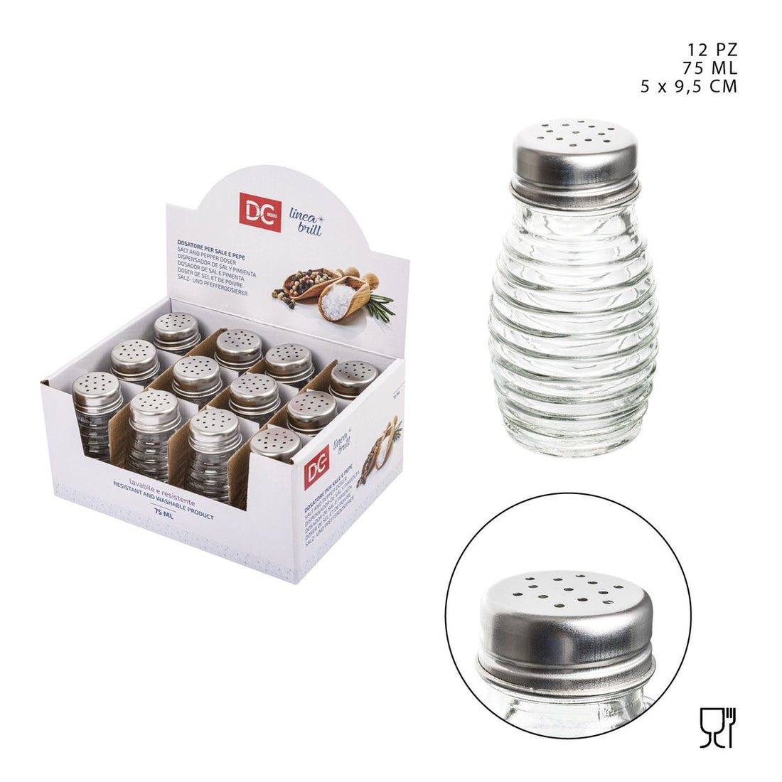 Dc Casa Dosa Sale/Pepe Vetro 5X9.5Cm 75Ml 2Pz