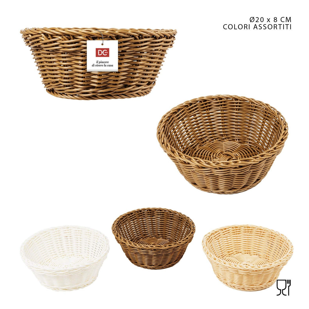 Dc Casa - Cestino In Pp Tondo D20x8Cm Bianco/Beige/Marrone