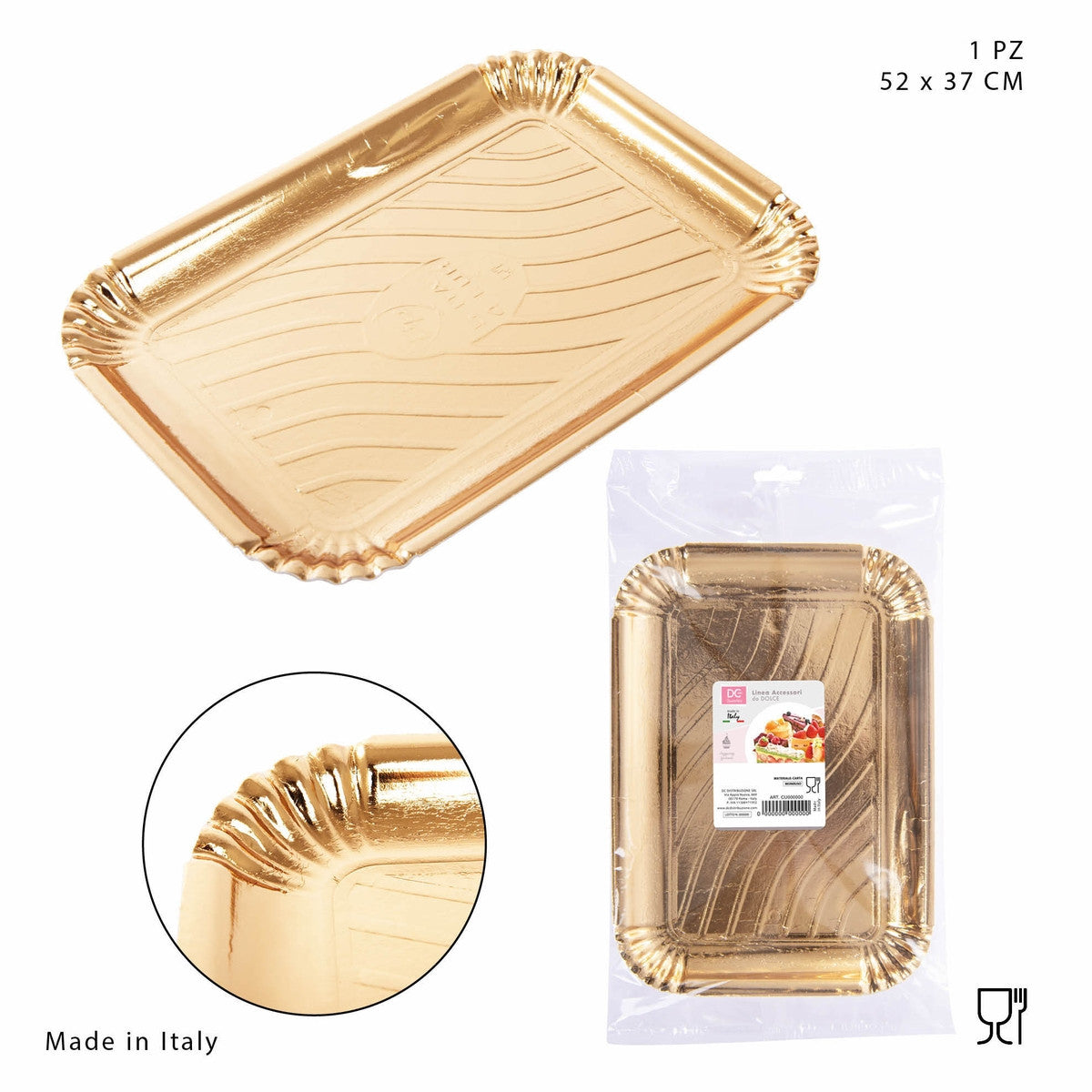 Dc Vassoio Rettangolare Oro 52X37Cm