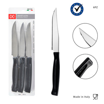 Dc - Coltello Tavola Punta Bistecca 6Pz Nero