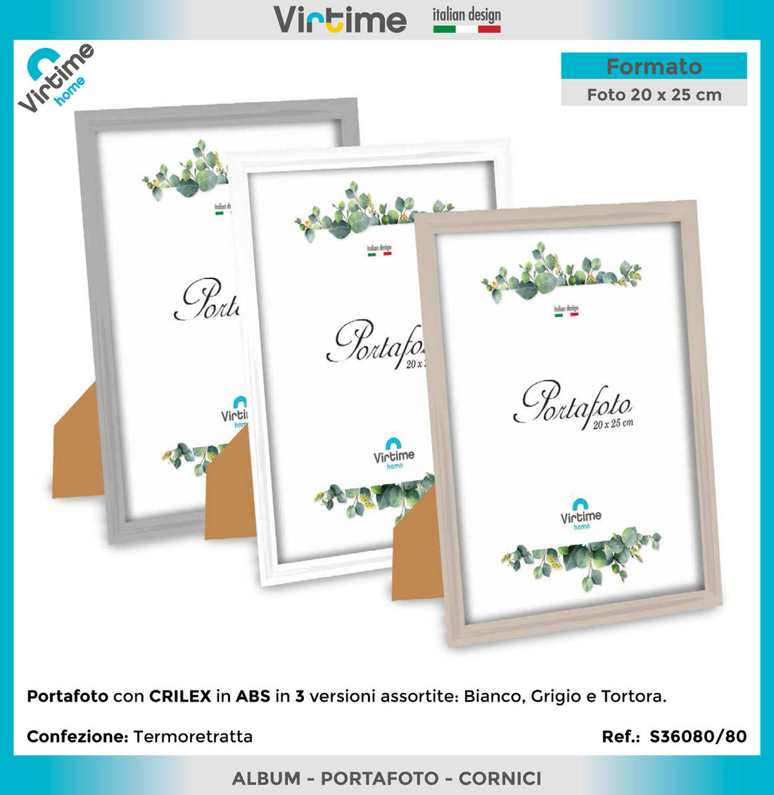 Virtime - PortaFoto Abs 20X25Cm Urban 3 Colori Assortiti