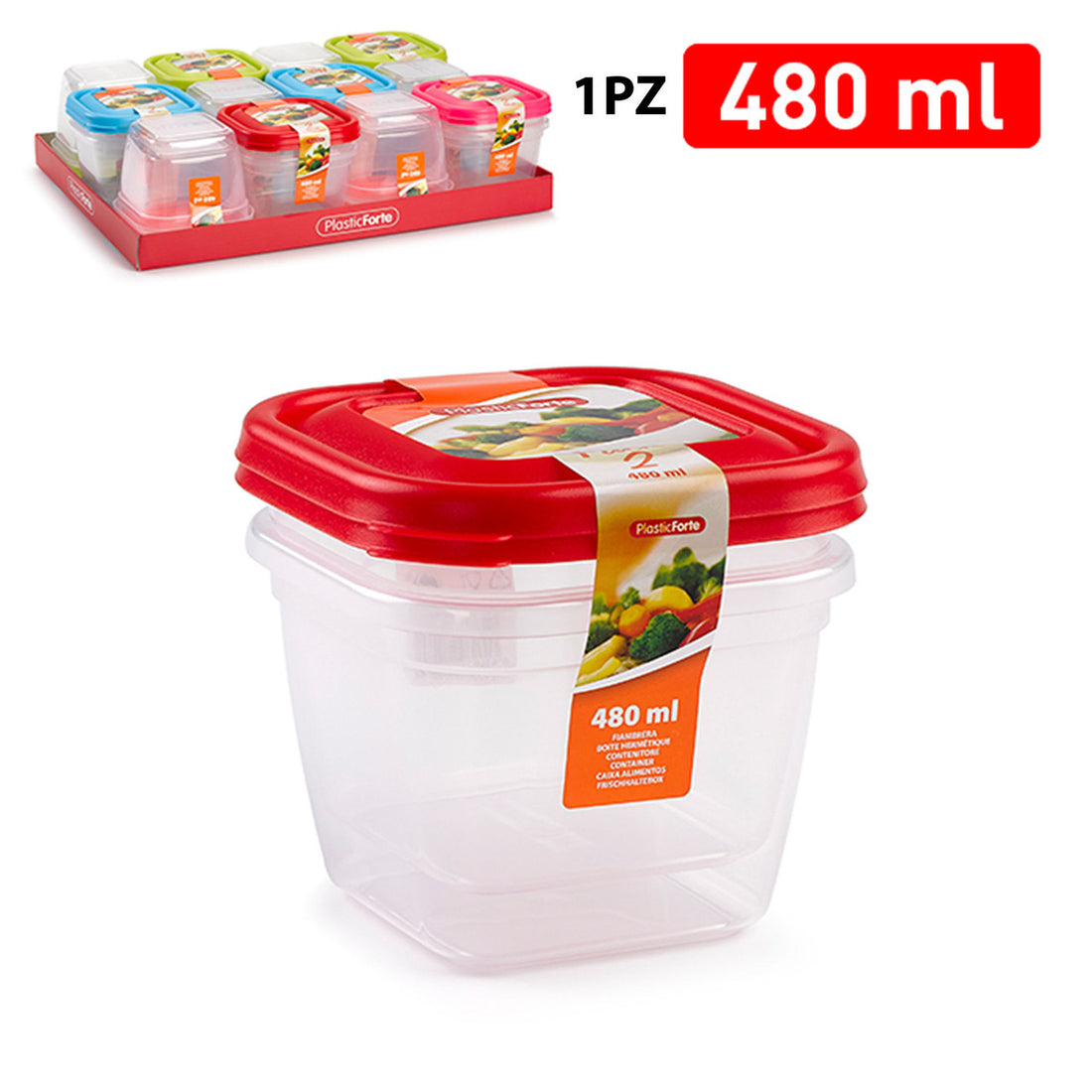 PlasticForte® Set 2 Contenitori Plastica 480Ml