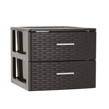 PlasticForte® - Cassettiera Rin 2 Cassetti Rattan Wengue