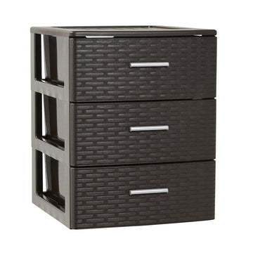 PlasticForte® - Cassettiera Rin 3 Cassetti Rattan Wengue
