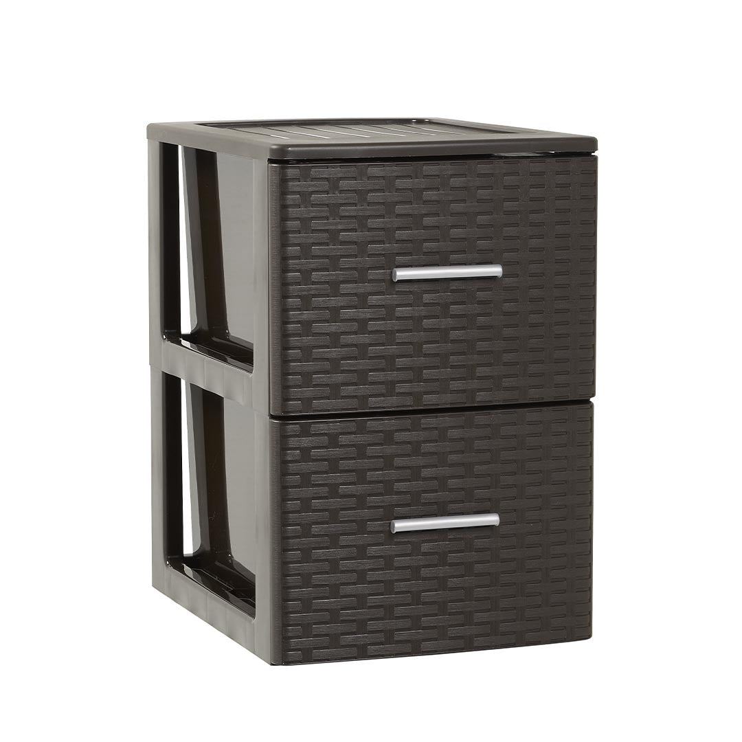 PlasticForte® - Cassettiera Volga 2 Cassetti Rattan Wengue