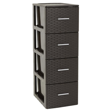 PlasticForte® - Cassettiera Volga 4 Cassetti Rattan Wengue