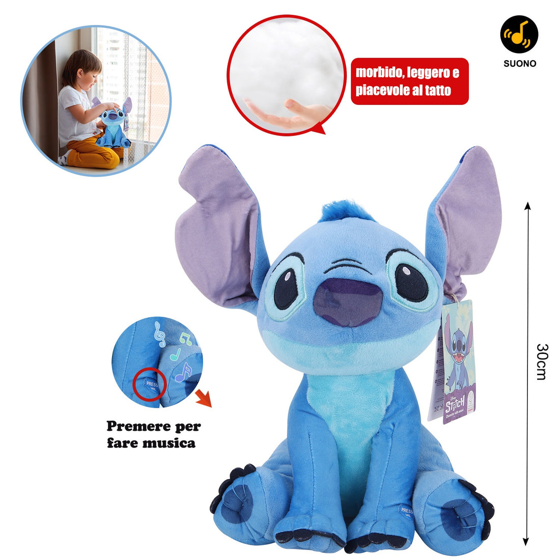 Disney Stitch Peluche Con Suono 30Cm