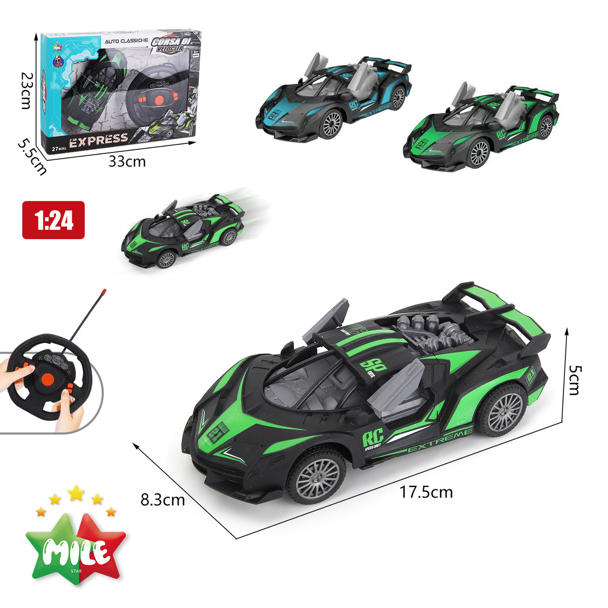 MILE AUTO RADIOCOMANDATA A 4 VIE CON PORTA APRIB