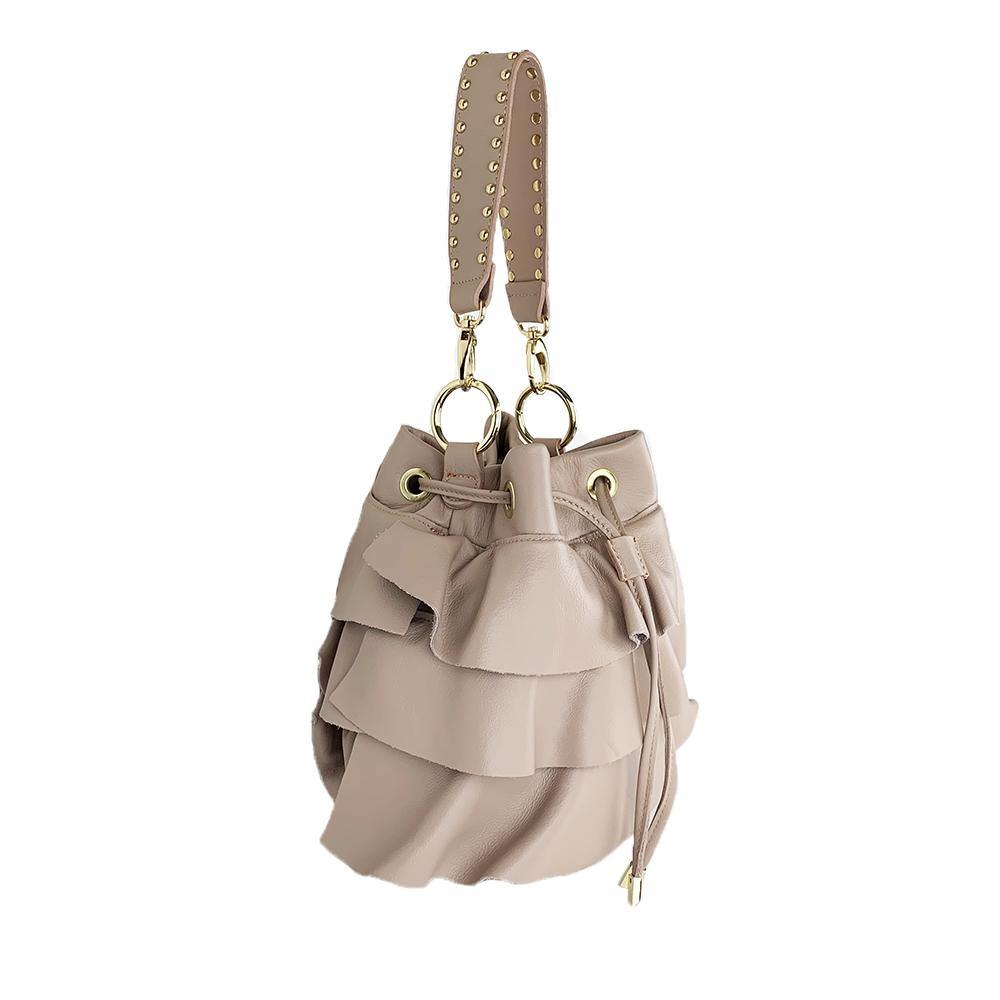 Angelina - Borsa Secchiello in Pelle con Balze - FrasiBags