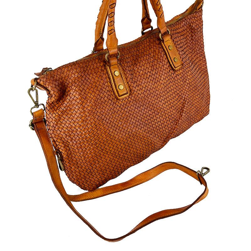 Ava - Borsa a Mano in Pelle Intrecciata Vintage - FrasiBags