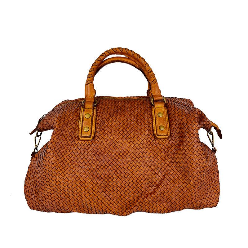 Ava - Borsa a Mano in Pelle Intrecciata Vintage - FrasiBags