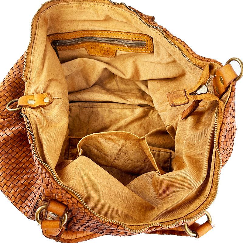 Ava - Borsa a Mano in Pelle Intrecciata Vintage - FrasiBags