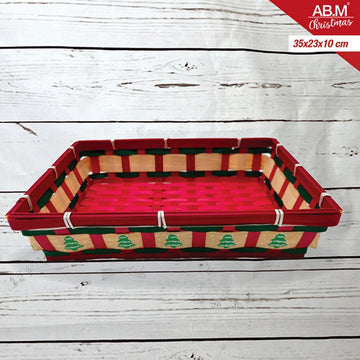 Ab.M Cesta Natale Rettangolare Bamboo Cm.33X23X08