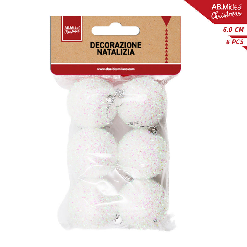 Ab.M Palline Bianco Neve 6 Pz.Cm.6